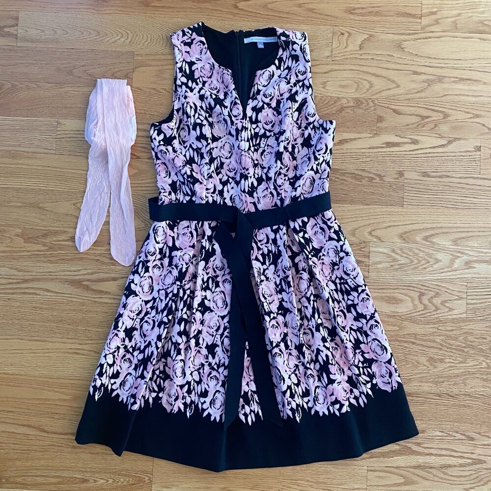 Luxe Dress, by Carmen Marc Valvo, and a pair of stockings